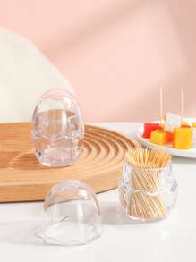 1pc Clear Egg Shaped Toothpick Holder - Clear - View 6