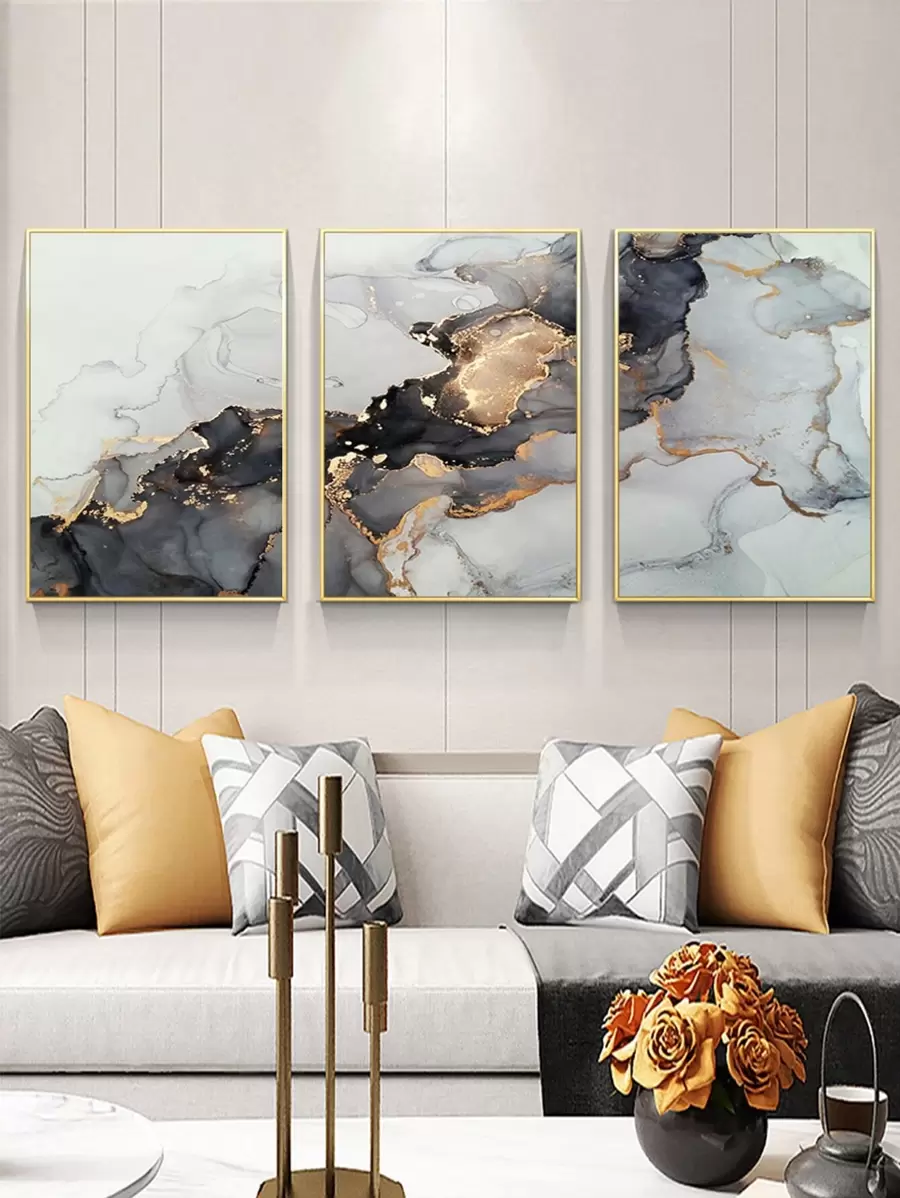 1set Marble Pattern Unframed Painting - Multicolor - View 1