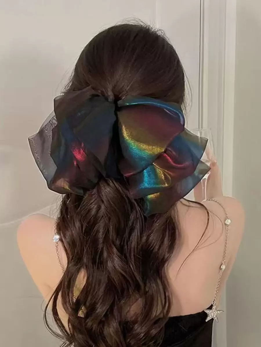 Kẹp tóc kiểu Pháp đính nơ hologram, phụ kiện tóc, kẹp tóc càng cua, trang phục mùa đông cho nữ, nơ, dễ thương, phụ kiện đội đầu, ghim cài tóc - Nhiều màu - Xem 1