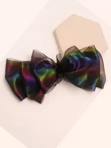 Kẹp tóc kiểu Pháp đính nơ hologram, phụ kiện tóc, kẹp tóc càng cua, trang phục mùa đông cho nữ, nơ, dễ thương, phụ kiện đội đầu, ghim cài tóc - Nhiều màu - Xem 2