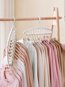 1pc Plastic Foldable Clothes Hanger Storage Rack, Nordic Plastic Multifunction Collapsible Hanger For Bedroom - White - View 2