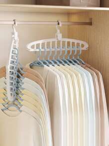 1pc Plastic Foldable Clothes Hanger Storage Rack, Nordic Plastic Multifunction Collapsible Hanger For Bedroom - White - View 3