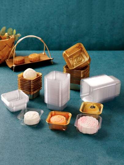 100pcs Random Color Disposable Packaging Box Without Lid, 3x3inch Cake Wrapping Box For Baking Wedding Party Gift Bags