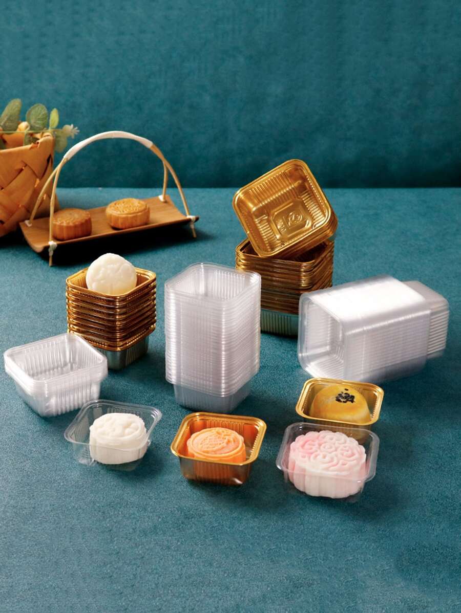 100pcs Random Color Disposable Packaging Box Without Lid, 3x3inch Cake ...