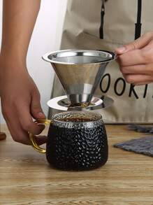 1入組帶支架不鏽鋼咖啡過濾杯，咖啡用具 - 銀色 - 查看 4