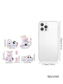 6入組卡通奶牛形狀花園裝飾物 - 彩色 - 查看 3