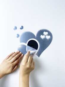 5pcs Heart Design Mirror Wall Sticker, Self-adhesive Decorative Creative Heart Wall Sticker, Mirror Sticker For Bedroom - Silver - View 2