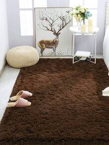 素色毛茸茸地毯 - 咖啡棕 - 查看 2