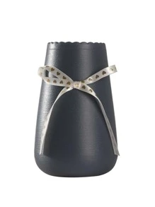Bow Decor Flower Vase - Dark Grey - View 2