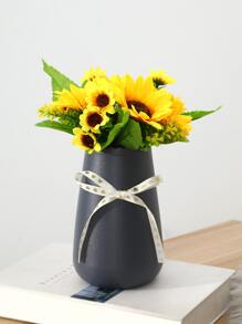 Bow Decor Flower Vase - Dark Grey - View 7