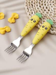 1 件装不锈钢胡萝卜形叉，带塑料手柄，厨房，圣诞礼物 - 黃色 - 查看 3