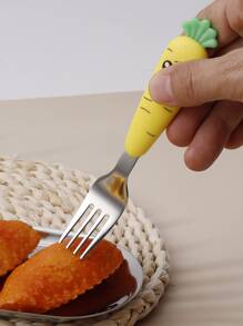 1 件装不锈钢胡萝卜形叉，带塑料手柄，厨房，圣诞礼物 - 黃色 - 查看 4