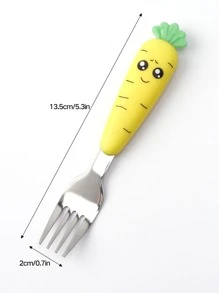 1 件装不锈钢胡萝卜形叉，带塑料手柄，厨房，圣诞礼物 - 黃色 - 查看 2