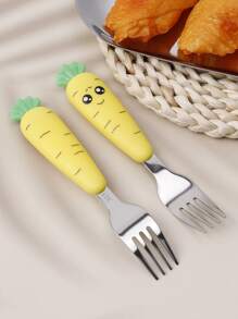 1 件装不锈钢胡萝卜形叉，带塑料手柄，厨房，圣诞礼物 - 黃色 - 查看 5