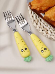 1 件装不锈钢胡萝卜形叉，带塑料手柄，厨房，圣诞礼物 - 黃色 - 查看 7