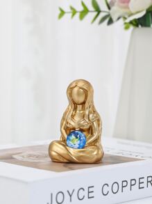 1 件人物设计装饰工艺品最佳礼物 - 金色 - 查看 1