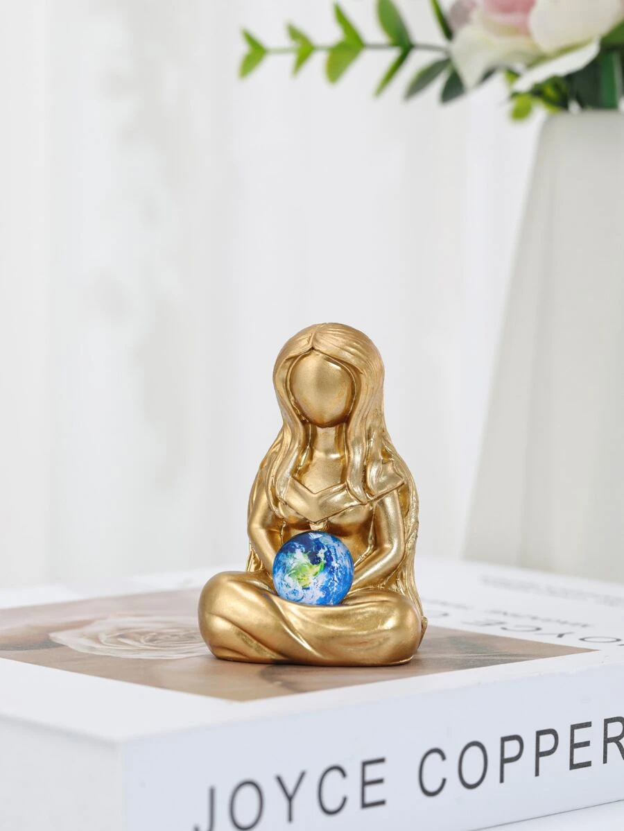 1 件人物设计装饰工艺品最佳礼物 - 金色 - 查看 1