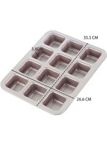 1入非粘式方形蛋糕烤盤,12入金色方型蛋糕模具,平底松餅杯和煎餅烤盤,松餅杯蛋糕製造機,蛋糕烤盤,12孔松餅杯蛋糕盤,布丁方形模,提拉米蘇烤盤,廚房烤箱工具,適用製作各種方形烘烤食品 - 金色 - 查看 6