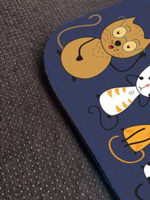 1 pieza Alfombra de puerta con patrón de gato de dibujos animados antideslizante - Multicolor - Ver 3