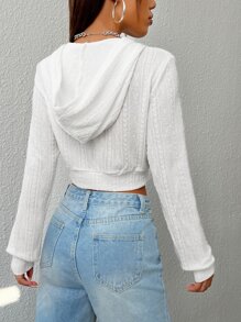SHEIN EZwear Quần áo thể thao nữ Dây kéo màu trơn Giải trí - trắng - Xem 2