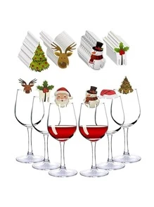10pcs Christmas Santa Claus Design Random Glass Marker - Multicolor - View 3