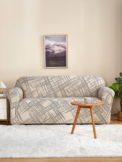 1入組格紋圖案有彈性沙發套