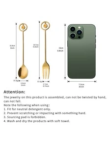 2 piezas Set de acero inoxidable Vajilla - Dorado - Ver 3