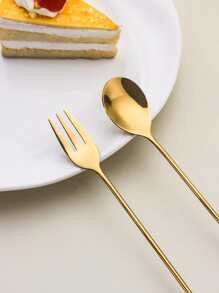 2 piezas Set de acero inoxidable Vajilla - Dorado - Ver 4