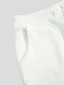 Manfinity Men Letter Graphic Thermal Joggers - White - View 8