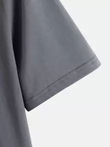 Manfinity Homme Tops Nam Khối Màu Lá thư Giải trí - màu đen - Xem 4