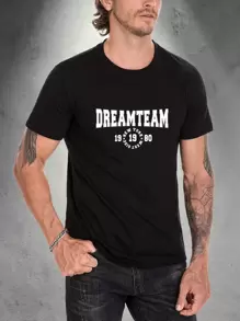 Manfinity Men Letter Graphic Tee - Black - View 1