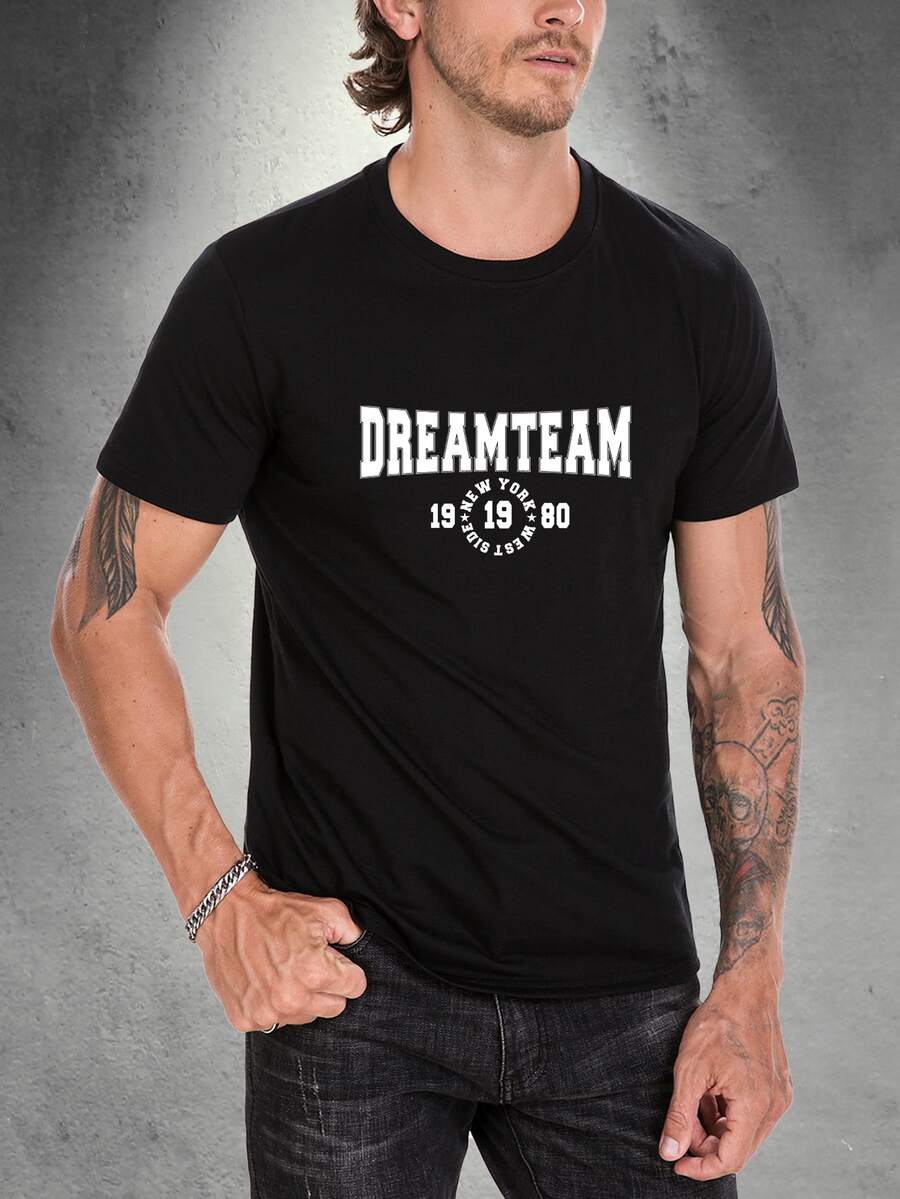 Manfinity Men Letter Graphic Tee - Black - View 1