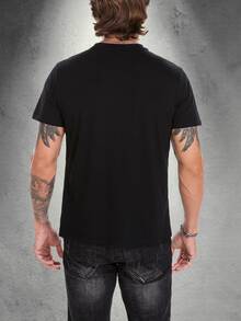 Manfinity Men Letter Graphic Tee - Black - View 2