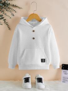 SHEIN Little Byeori 青少年男孩字母拼接袋跳羊毛衣帽衫