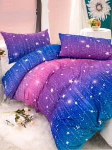 Galaxy Print Duvet Cover Set Without Filler - Multicolor - View 4