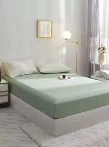 1 PC Chải Đồng Màu Trang Bị Tấm, Mềm Mại Chăn Ga Gối Cung Cấp, Chăn Cho Phòng Ngủ - Màu xanh Bạc hà - Xem 1