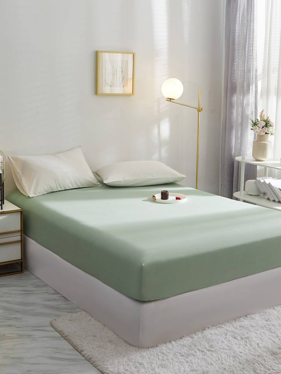 1 PC Chải Đồng Màu Trang Bị Tấm, Mềm Mại Chăn Ga Gối Cung Cấp, Chăn Cho Phòng Ngủ - Màu xanh Bạc hà - Xem 1