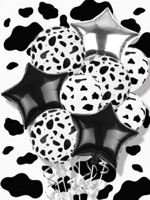 9 piezas con patrón de vaca en forma de estrella globo