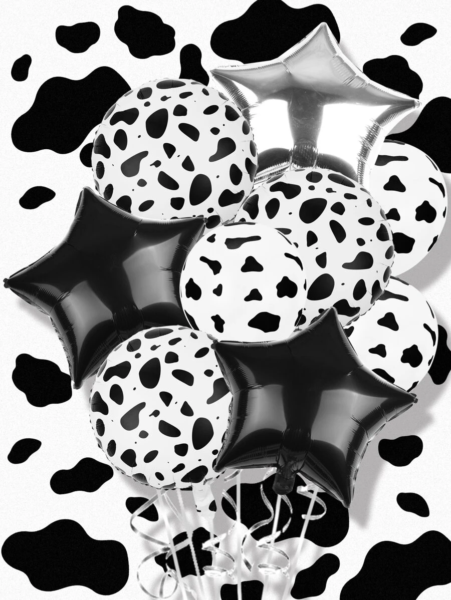 9 piezas con patrón de vaca en forma de estrella globo