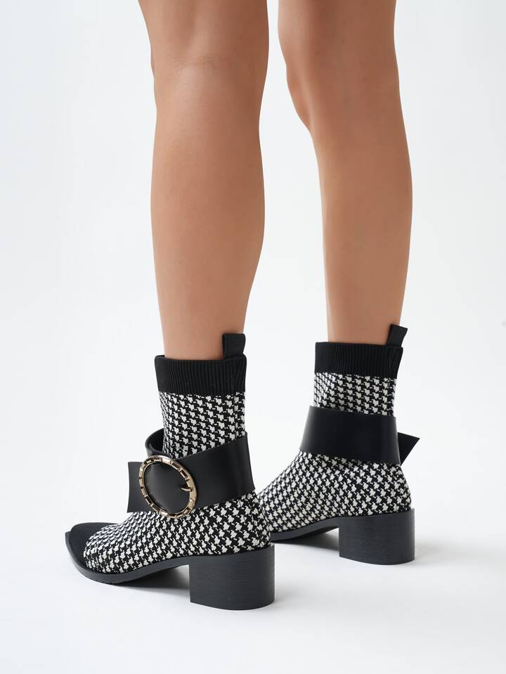 plaid sock boots