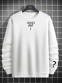 Manfinity Sudadera De Hombre Holgada Con Hombros Caídos Y Gráfico De Letras - Blanco - Ver 6