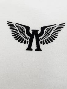 Manfinity 男士字母圖案小高領T恤 - 白色 - 查看 3