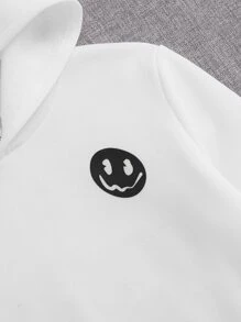 SHEIN Tween Boy Casual Hooded Sweatshirt With Slogan Print, Versatile And Handsome, Suitable For Daily Spring And Autumn - White - View 4