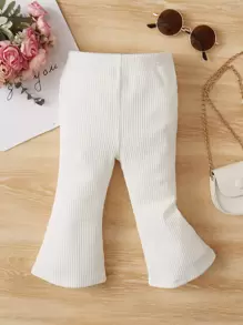 SHEIN Baby Solid Flare Leg Trousers - White - View 1