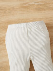 SHEIN Baby Solid Flare Leg Trousers - White - View 3