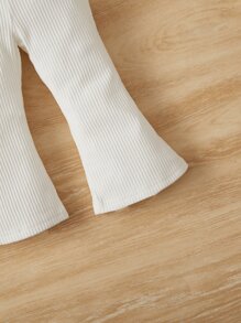 SHEIN Baby Solid Flare Leg Trousers - White - View 4