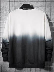 Manfinity RebelGame Men Plus Letter Graphic Ombre Sweatshirt - Black and White - View 2