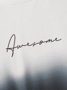 Manfinity RebelGame Men Plus Letter Graphic Ombre Sweatshirt - Black and White - View 3