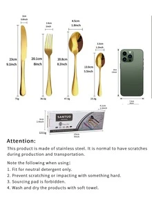 24pcs Stainless Steel Dining Set - Gold - View 3