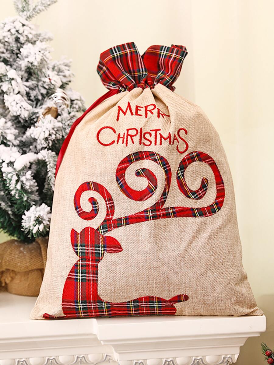 1 cái Túi quà tặng thêu chữ Giáng sinh - Nhiều màu - Xem 1
